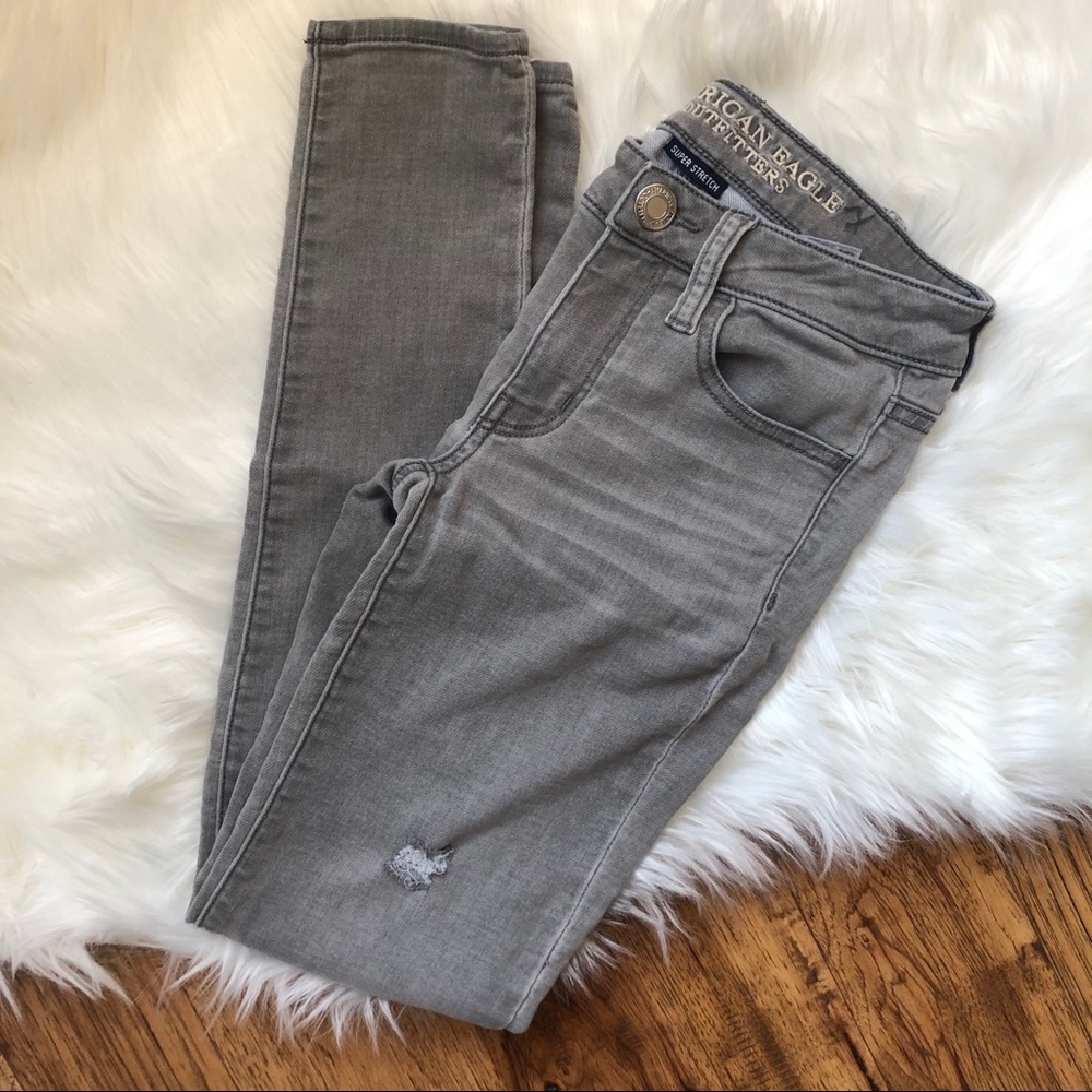 AE American Eagle Gray Jegging Skinny Jeans sz0